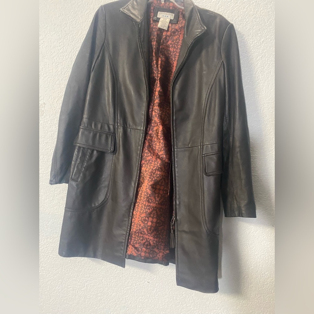 Covington vintage Dark Brown Leather Women's Jacket with Patterned Lining